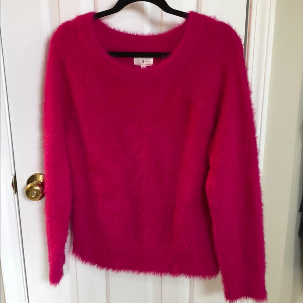 Women's Fuzzy Hot Pink Sweater Lou & Grey